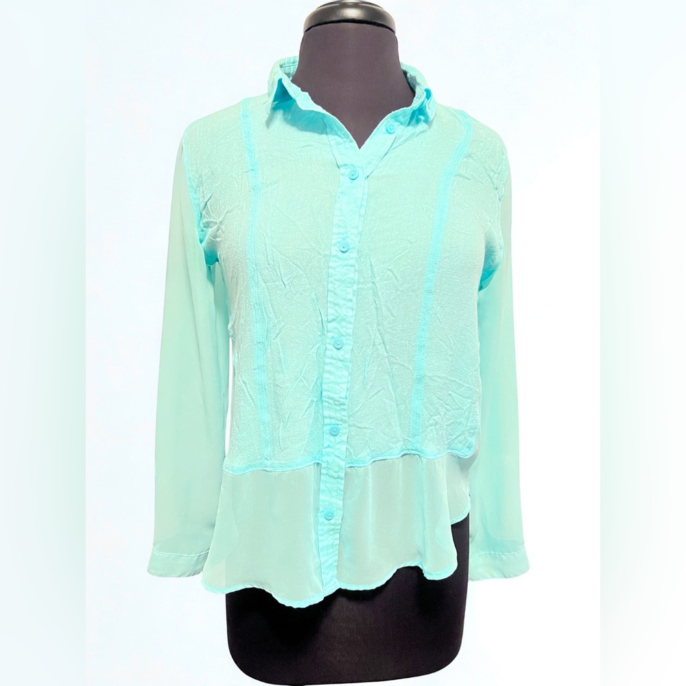 American Eagle Outfitters Light Blue Sheer Blouse